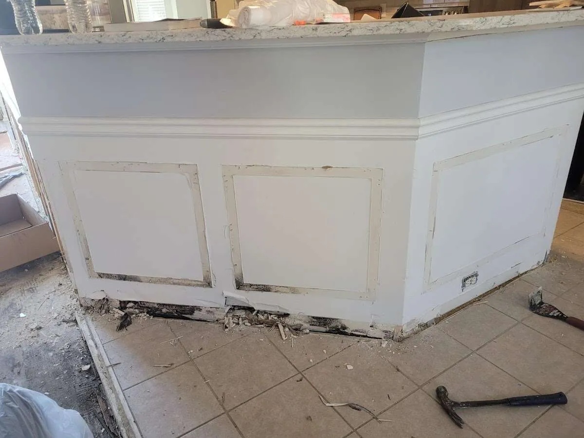 Water damage and mold on kitchen during Storm Damage Restoration in Josephine